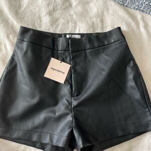 Superdown Black Women's Leather Shorts